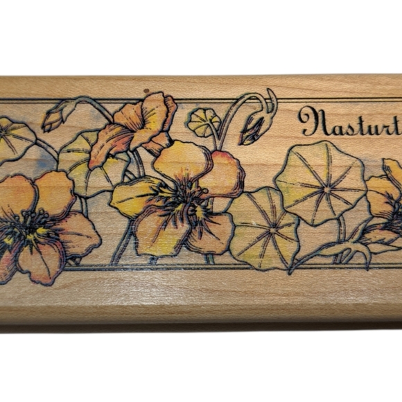Stampede Rubber Stamp Nasturtium Flower Floral Border - Picture 2 of 6
